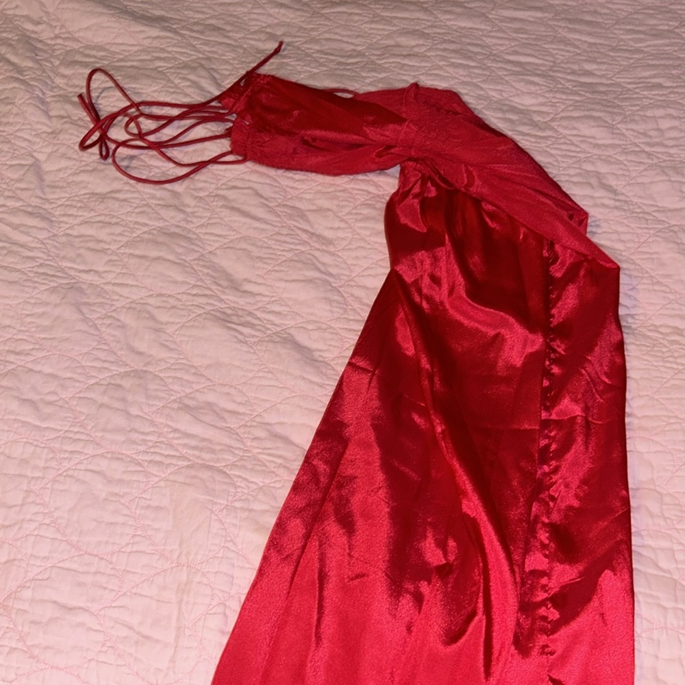 ASOS BEAUTIFUL RUBY RED BACKLESS FLOOR LENGTH DRESS π - Picture 5 of 11
